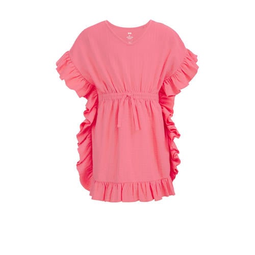 WE Fashion jurk roze Meisjes Katoen V-hals Effen