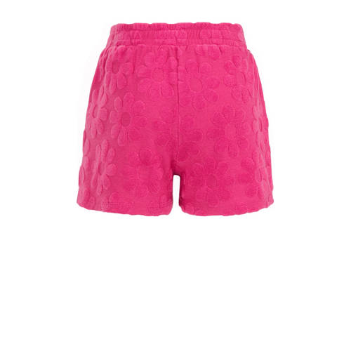 WE Fashion gebloemde sweatshort intense pink Korte broek Roze Meisjes Katoen 98 104