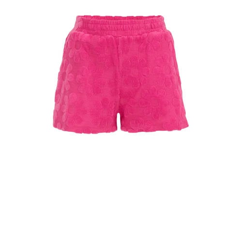 WE Fashion gebloemde sweatshort intense pink Korte broek Roze Meisjes Katoen