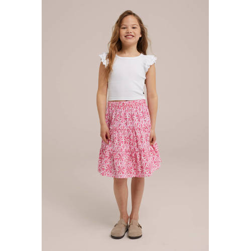 WE Fashion gebloemde rok roze wit Meisjes Katoen Bloemen 146 152