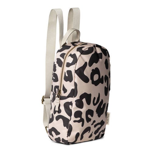 Studio Noos rugzak Holy Cow Puffy Mini Backpack ecru zwart Jongens Meisjes Polyester