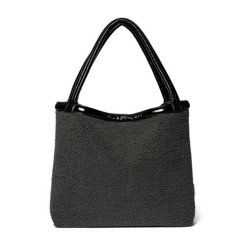 Studio Noos reversible luiertas Teddy Lacquer Mom Bag zwart donkergrijs