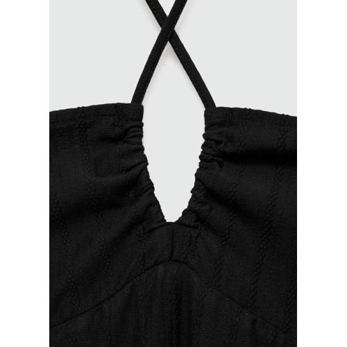 Mango Kids halter maxi jurk zwart Effen 158(XS) | Jurk van