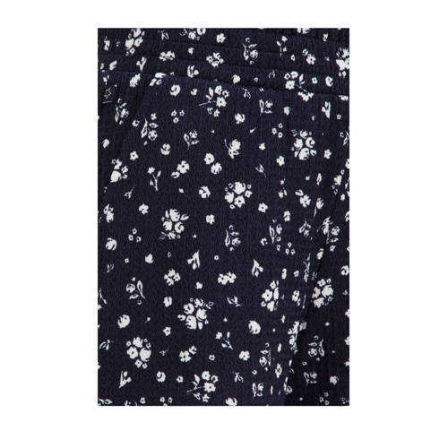 WE Fashion straight fit casual short met all over print donkerblauw Korte broek Meisjes Polyester 122 128