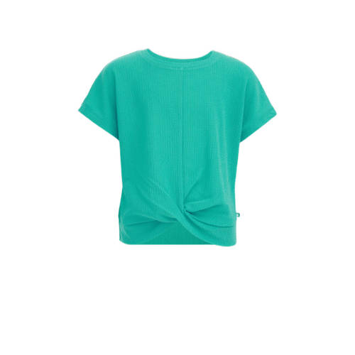 WE Fashion T-shirt groen Meisjes Gerecycled polyester Ronde hals Effen