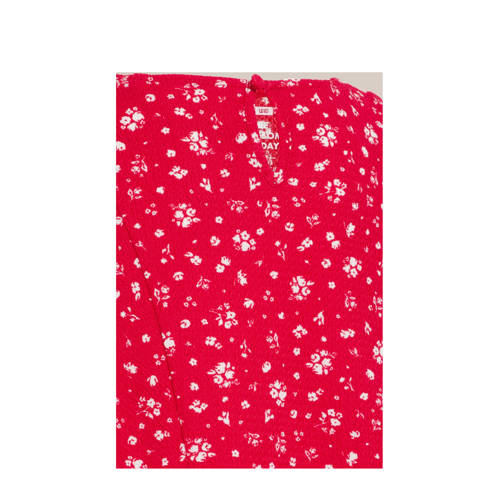 WE Fashion gebloemde top rood wit Meisjes Polyester Ronde hals Bloemen 146 152