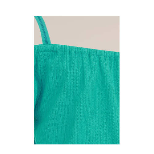 WE Fashion off shoulder playsuit petrol groen Effen 122 128