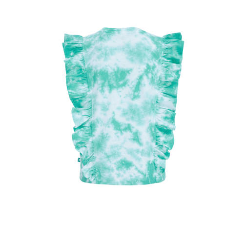 WE Fashion tie-dye top wit turquoise Blauw Meisjes Katoen Ronde hals Tie-dye 98 104