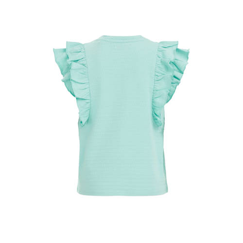 WE Fashion T-shirt aquablauw Meisjes Stretchkatoen Ronde hals Effen 110 116