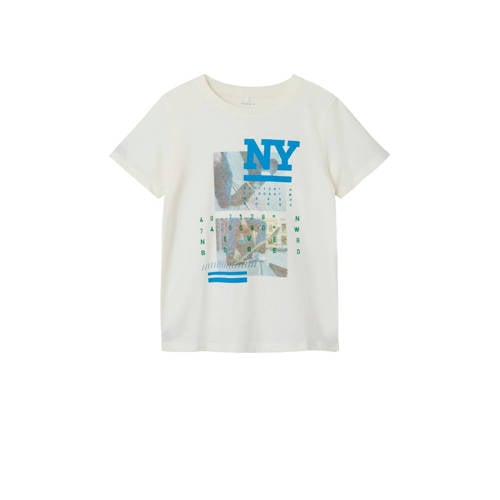 NAME IT KIDS T-shirt NKMHERRA met printopdruk offwhite Wit Jongens Katoen Ronde hals - 116