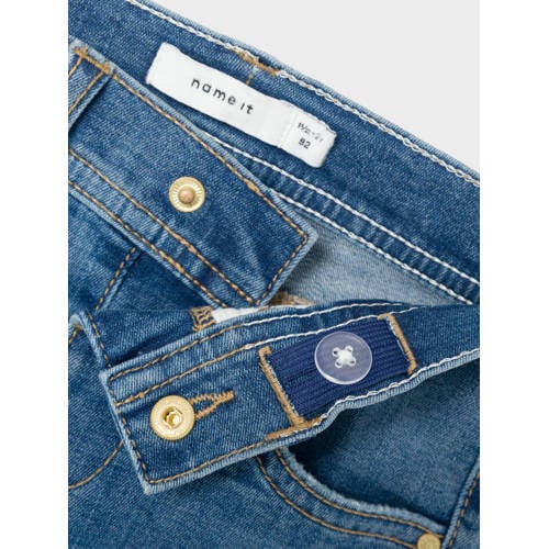 Name it MINI slim fit denim short NKFSALLI medium blue denim Korte broek Blauw Meisjes Stretchdenim 104