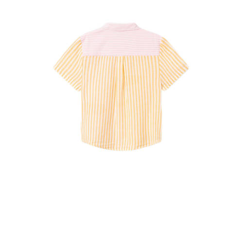 name it KIDS gestreepte blouse NKFHISTRIPE roze geel Meisjes Katoen Klassieke kraag 116
