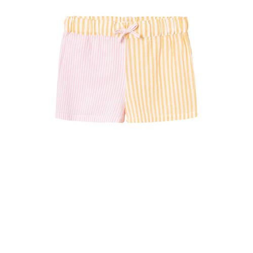 NAME IT KIDS gestreepte casual short NKFHISTRIPE roze/geel Korte broek Meisjes Katoen - 116
