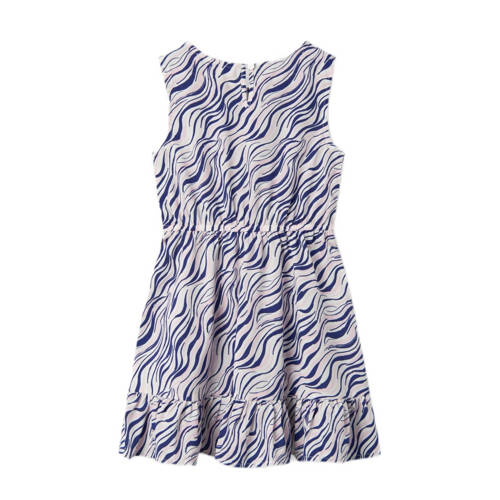 name it KIDS jurk NKFVINAYA SPENCER FFFF met all over print en volant Wit Meisjes Polyester Ronde hals 140