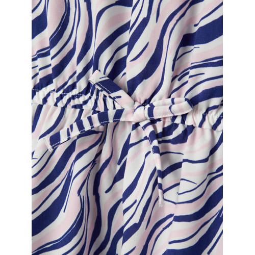 name it KIDS jurk NKFVINAYA SPENCER FFFF met all over print en volant Wit Meisjes Polyester Ronde hals 140