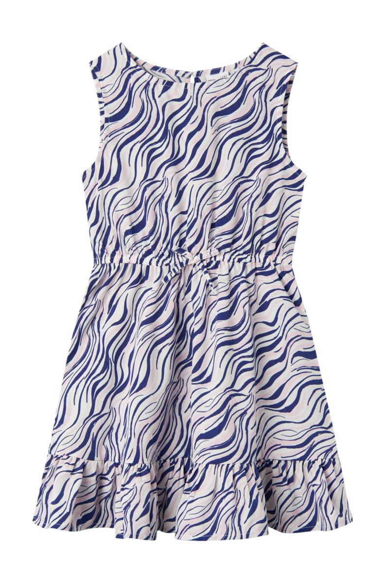 NAME IT KIDS jurk NKFVINAYA SPENCER FFFF met all over print en volant ...