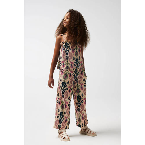 name it KIDS singlet NKFHABANE met all over print en ruches ecru multicolor Meisjes Polyester Vierkante hals 146 152