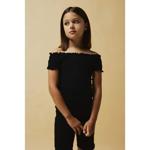 NAME IT KIDS off shoulder top NKFHALISSE zwart Effen - maat 134/140 afbeelding