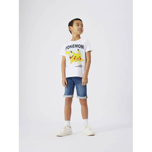 name it KIDS Pokemon T-shirt NKMAMOS met printopdruk wit Jongens Stretchkatoen Ronde hals 146 152