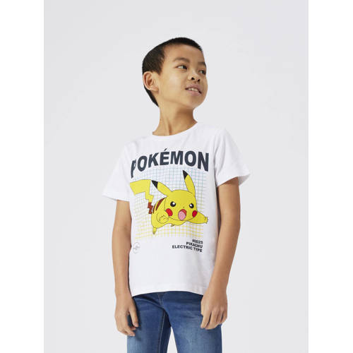 name it KIDS Pokemon T-shirt NKMAMOS met printopdruk wit Jongens Stretchkatoen Ronde hals 146 152