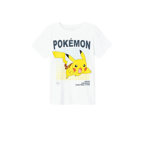 NAME IT KIDS Pokemon T-shirt NKMAMOS met printopdruk wit Jongens Stretchkatoen Ronde hals