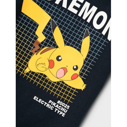 name it KIDS Pokemon T-shirt NKMAMOS met printopdruk donkerblauw Jongens Stretchkatoen Ronde hals 134 140