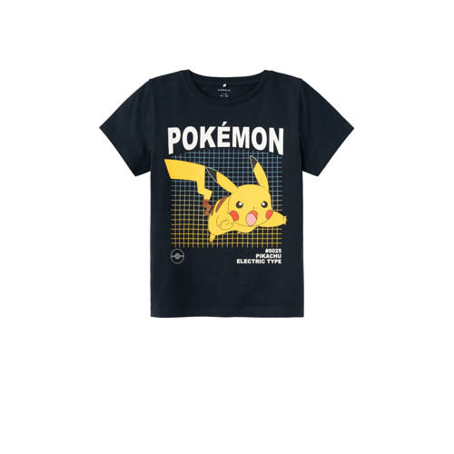 NAME IT KIDS Pokemon T-shirt NKMAMOS met printopdruk donkerblauw Jongens Stretchkatoen Ronde hals