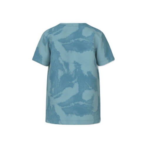 Name it KIDS T-shirt NKMVELUKAS met all over print middenblauw Jongens Katoen Ronde hals 134 140