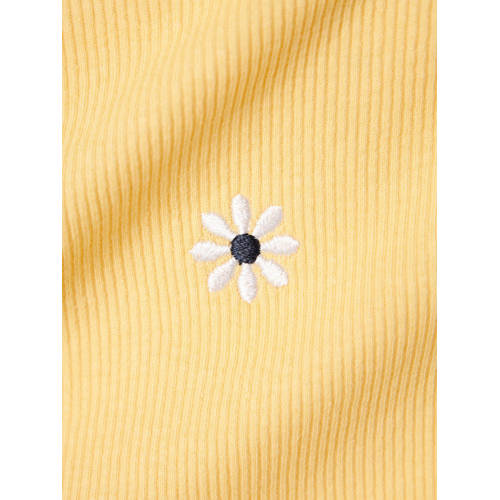name it MINI T-shirt NMFVIVEMMA met printopdruk en textuur warmgeel Meisjes Katoen Ronde hals 86