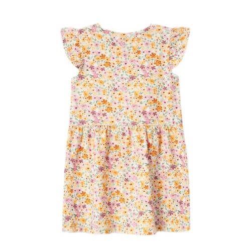 name it MINI gebloemde A-lijn jurk NMFHISSE ecru multicolor Meisjes Katoen Ronde hals 92