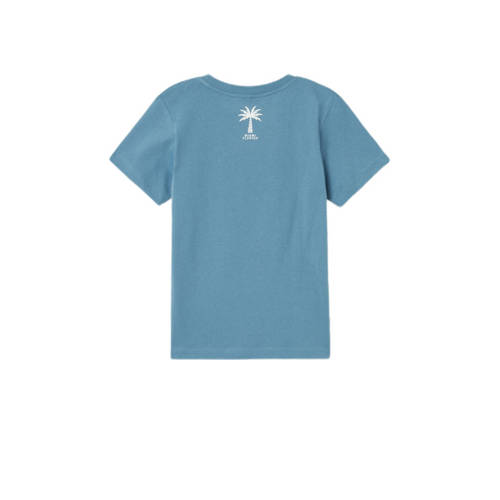 name it KIDS T-shirt NKMHALBERT met printopdruk middenblauw Jongens Katoen Ronde hals 134 140