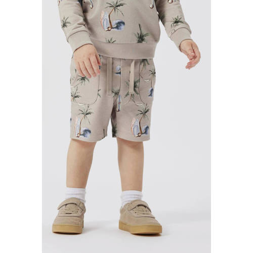 name it MINI sweatshort NMMHERMOD met all over print beige blauw wit Korte broek 98