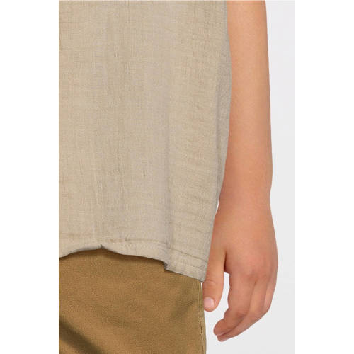 name it KIDS overhemd NKMHASSA zand Beige Jongens Mousseline Klassieke kraag 134 140