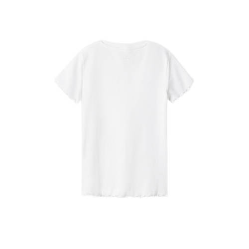 name it KIDS T-shirt NKFVIVEMMA met printopdruk en textuur wit Meisjes Biologisch katoen Ronde hals 134 140