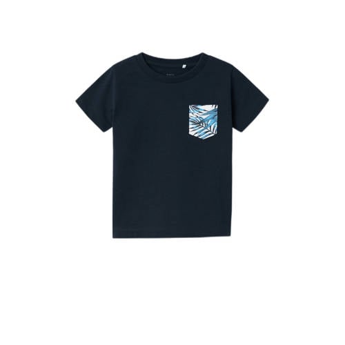 NAME IT MINI T-shirt NMMVALMAS donkerblauw Jongens Katoen Ronde hals Effen - 104