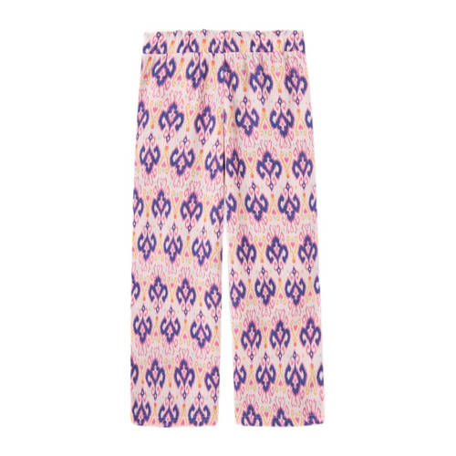 Name it KIDS wide leg broek NKFHABANE met all over print en textuur roze paars Meisjes Polyester 146