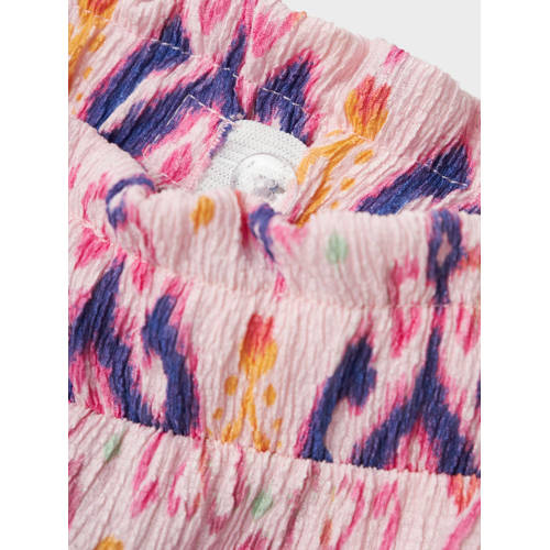 name it KIDS wide leg broek NKFHABANE met all over print en textuur roze paars Meisjes Polyester 146