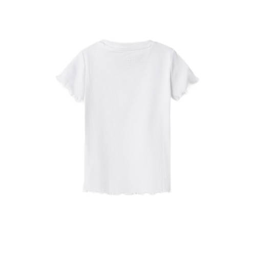 Name it MINI T-shirt NMFVIVEMMA met printopdruk en textuur wit Meisjes Biologisch katoen Ronde hals 80