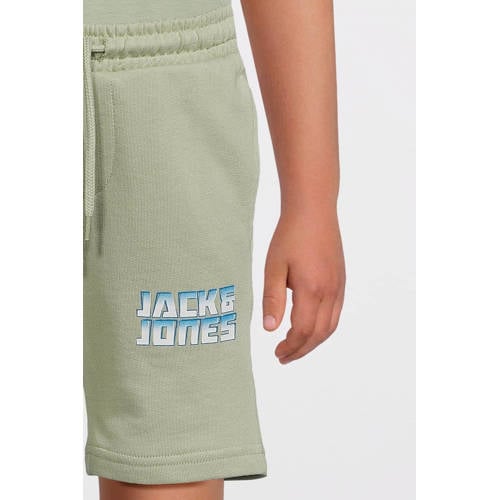 jack & jones JUNIOR sweatshort JPSTKAPPER met logo saliegroen Korte broek 140