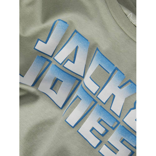 jack & jones JUNIOR T-shirt JCOKAPPER met logo saliegroen Jongens Katoen Ronde hals 140