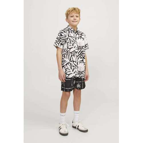 jack & jones JUNIOR zwemshort JPSTFIJI zwart grijs Jongens Gerecycled polyester 140