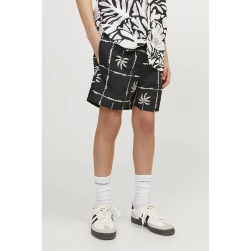 jack & jones JUNIOR zwemshort JPSTFIJI zwart grijs Jongens Polyester All over print 140