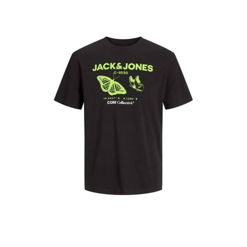 JACK & JONES JUNIOR T-shirt JCOTEXT met printopdruk zwart Jongens Katoen Ronde hals