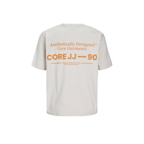 jack & jones JUNIOR T-shirt JCOTEXT met backprint offwhite Ecru Jongens Katoen Ronde hals 164