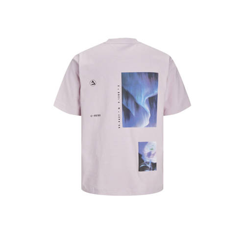 jack & jones JUNIOR T-shirt JCOSOLARRIZE met backprint zachtlila Paars Jongens Katoen Ronde hals 164