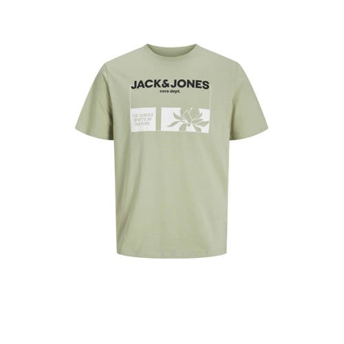 JACK & JONES JUNIOR T-shirt JCOTEXT met printopdruk zachtgroen Jongens Katoen Ronde hals