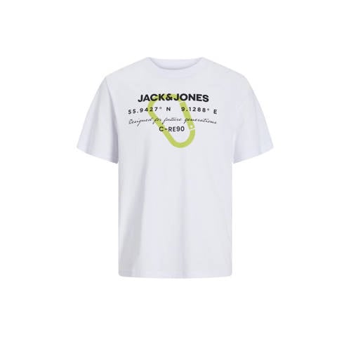 JACK & JONES JUNIOR T-shirt JCOTEXT met printopdruk wit Jongens Katoen Ronde hals