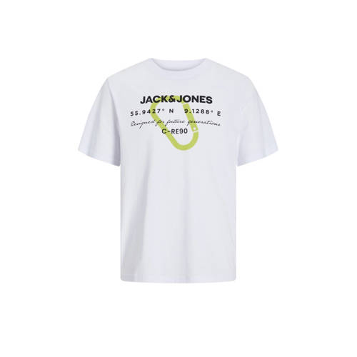 JACK & JONES JUNIOR T-shirt JCOTEXT met printopdruk wit Jongens Katoen Ronde hals