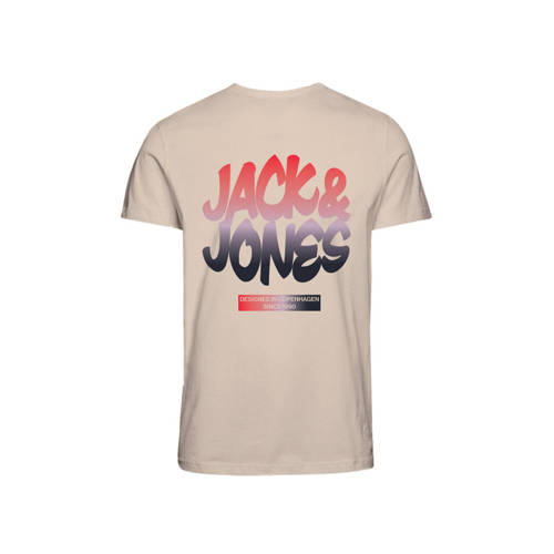 Jack & jones JUNIOR T-shirt JORARUBA met backprint ecru Jongens Katoen Ronde hals 128
