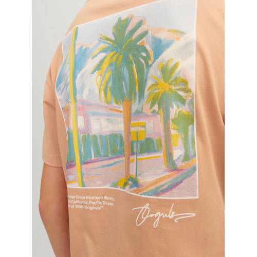 jack & jones JUNIOR T-shirt JORARUBA LANDSCAPE met backprint zachtoranje Jongens Katoen Ronde hals 140